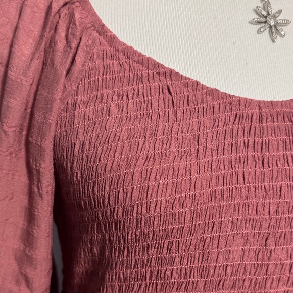 ANDREE BY UNIT Mauve Rose Smocked Tiered Long Sleeve Dress - Picture 2 of 5